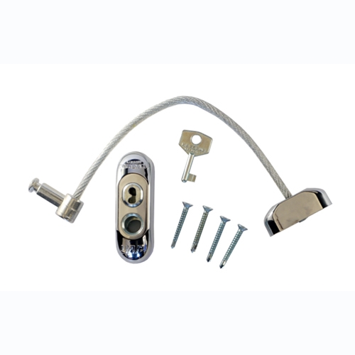 Raambeveiliger chroom / kabel zwart inclusief 1 sleutel